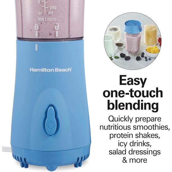 Beach Portable Blender Blue Personal Smoothie Maker 14oz BPA Free Travel Cup - Picture 7 of 8